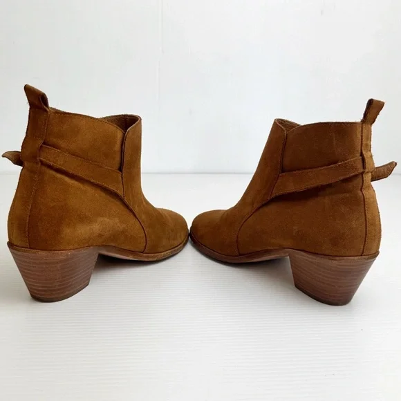 Anthro Comptoir Des Cotonniers camel brown Suede Ankle Boots Tan Heeled Boho 9